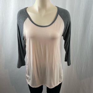 Kit and Ace Grey and Peach/Pink Baseball Style T-Shirt